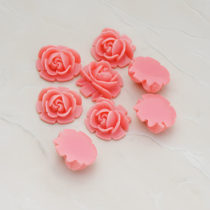 Half Rose Flower Flat Back Cabochon, 6 Pc (CB.124)