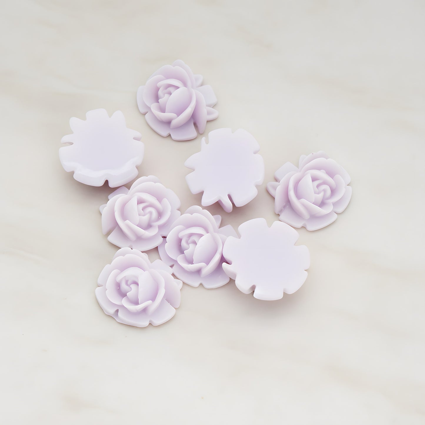Half Rose Flower Flat Back Cabochon, 6 Pc (CB.124)