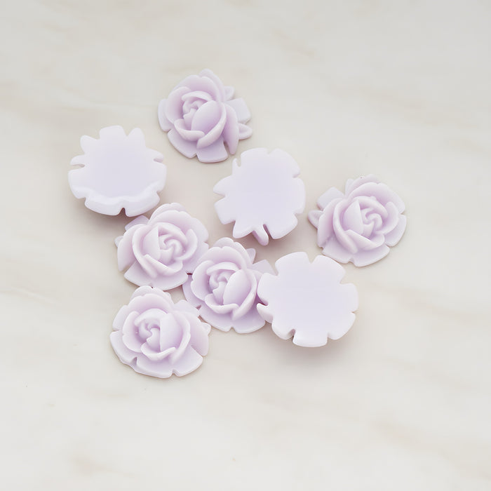 Half Rose Flower Flat Back Cabochon, 6 Pc (CB.124)
