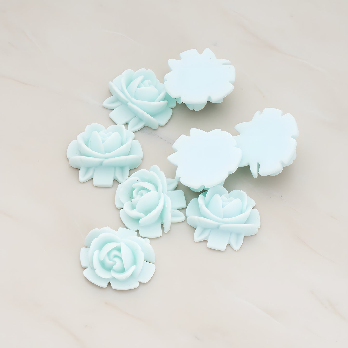 Half Rose Flower Flat Back Cabochon, 6 Pc (CB.124)