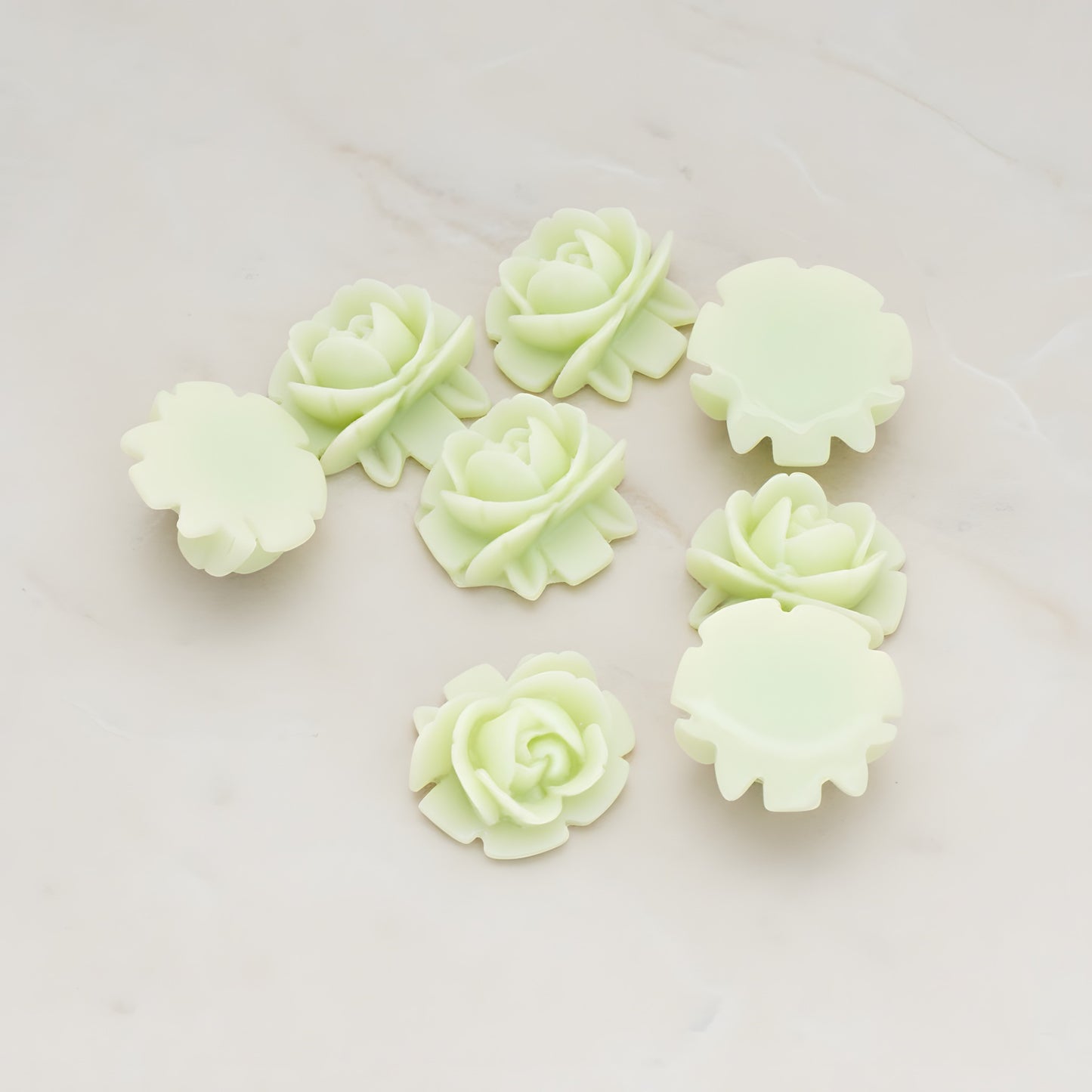 Half Rose Flower Flat Back Cabochon, 6 Pc (CB.124)