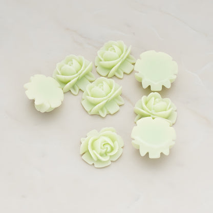Half Rose Flower Flat Back Cabochon, 6 Pc (CB.124)