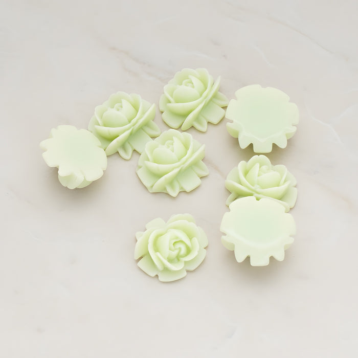 Half Rose Flower Flat Back Cabochon, 6 Pc (CB.124)