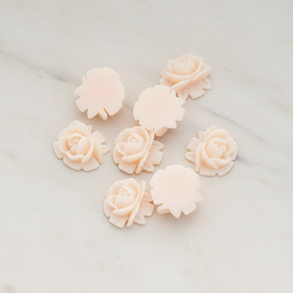 Half Rose Flower Flat Back Cabochon, 6 Pc (CB.124)