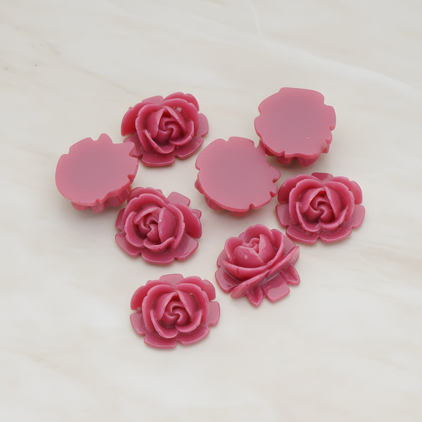 Half Rose Flower Flat Back Cabochon, 6 Pc (CB.124)