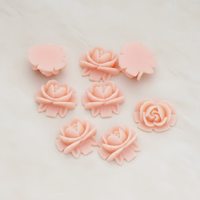 Half Rose Flower Flat Back Cabochon, 6 Pc (CB.124)