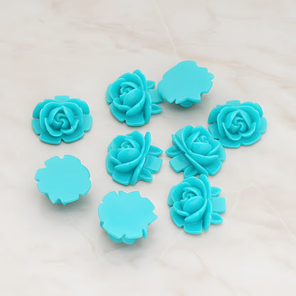 Half Rose Flower Flat Back Cabochon, 6 Pc (CB.124)