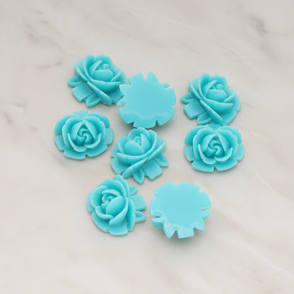 Half Rose Flower Flat Back Cabochon, 6 Pc (CB.124)