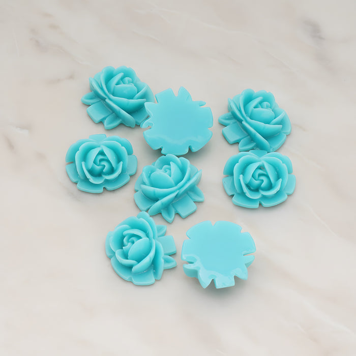Half Rose Flower Flat Back Cabochon, 6 Pc (CB.124)