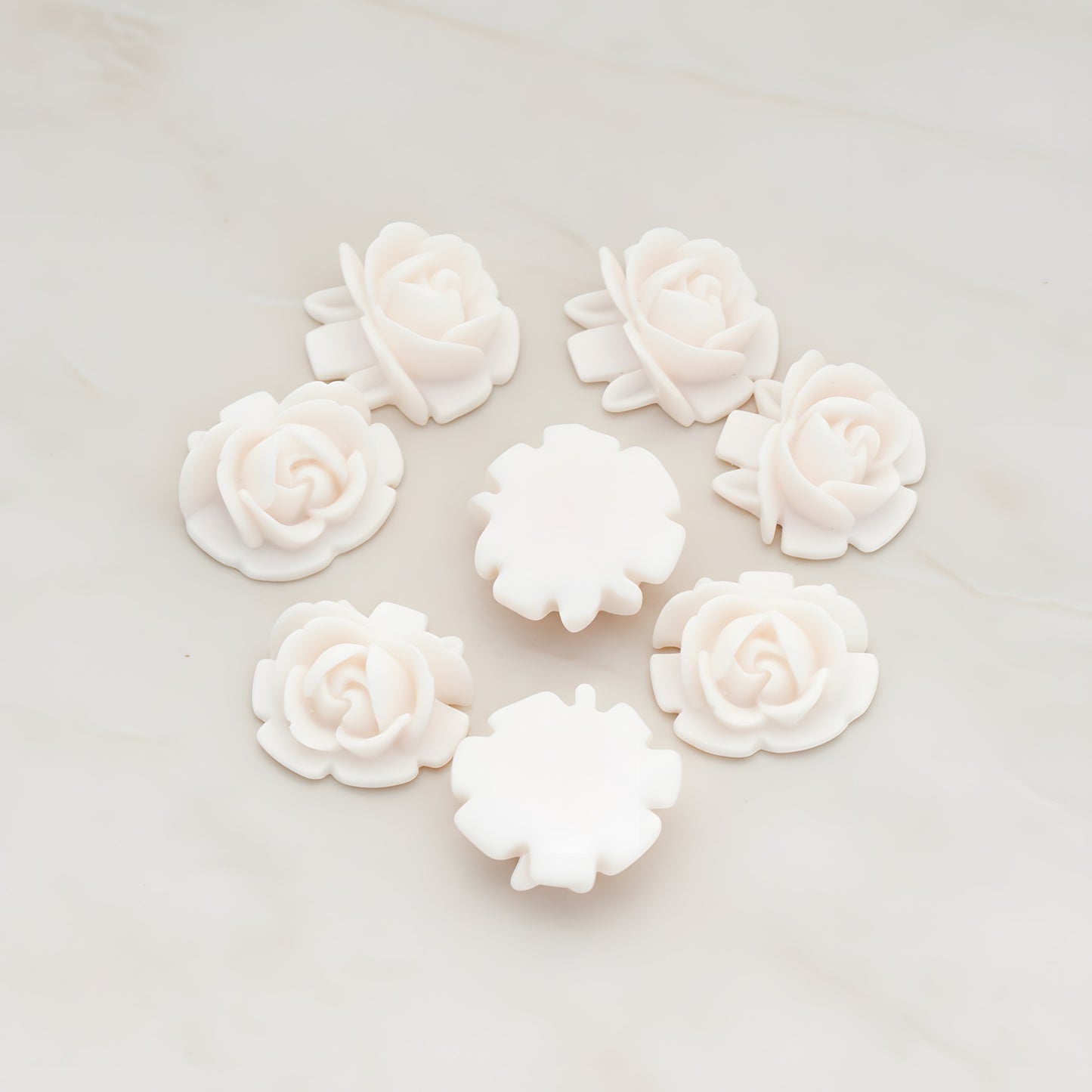 Half Rose Flower Flat Back Cabochon, 6 Pc (CB.124)
