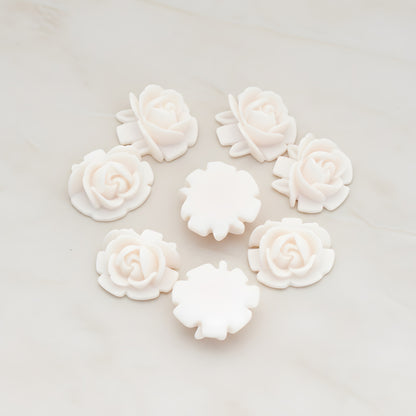 Half Rose Flower Flat Back Cabochon, 6 Pc (CB.124)
