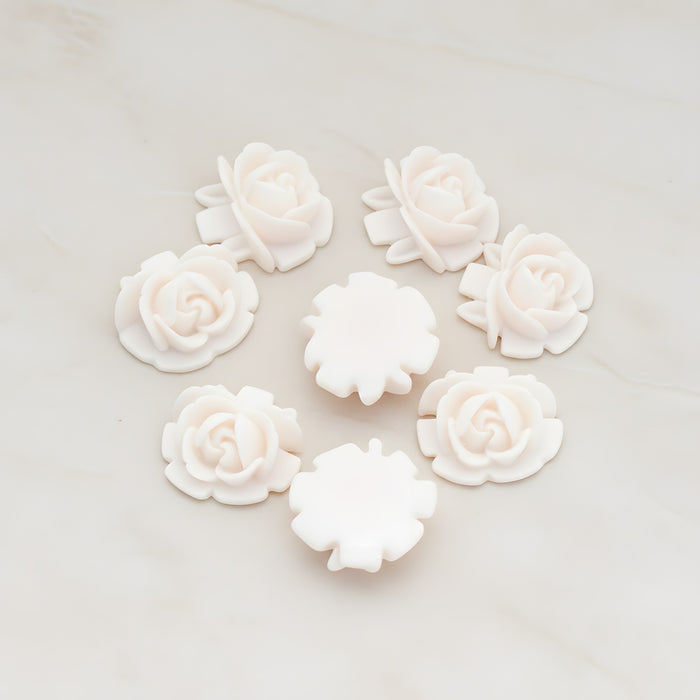 Half Rose Flower Flat Back Cabochon, 6 Pc (CB.124)