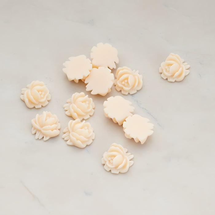 Half Rose Flower Flat Back Cabochon, 6 Pc - Apricot (CB.125)