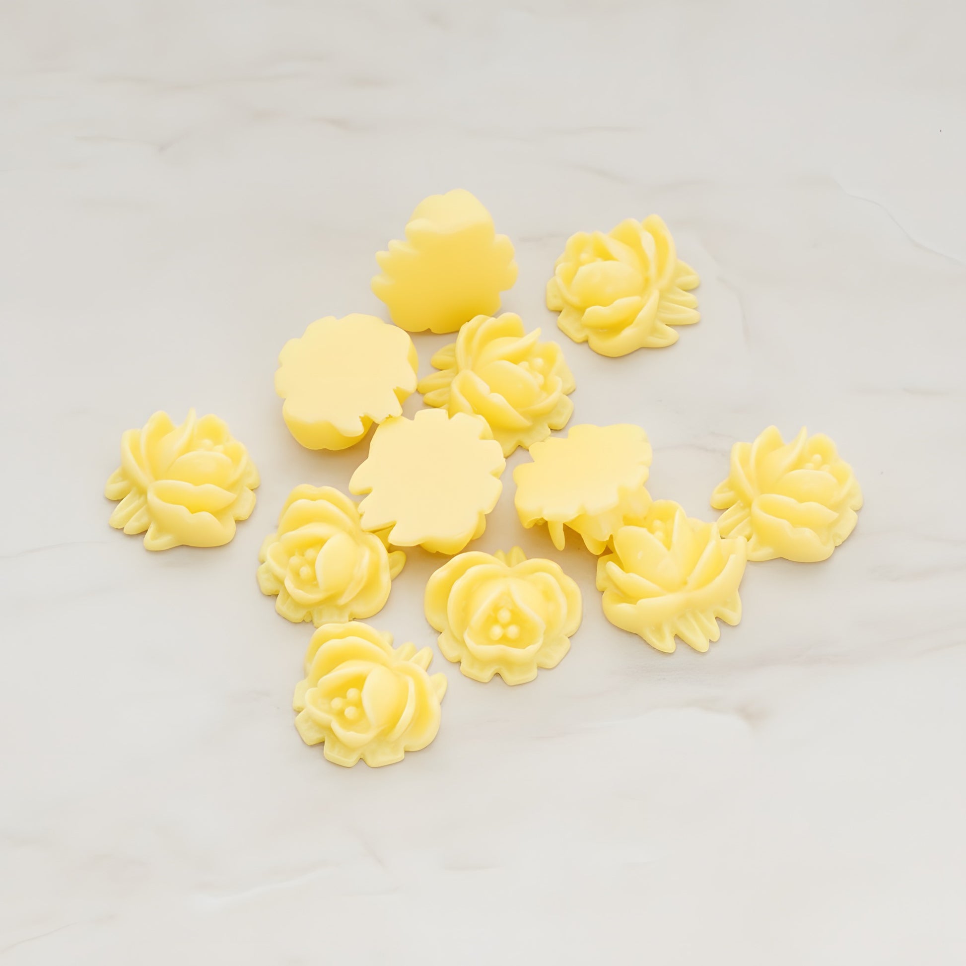Half Rose Flower Flat Back Cabochon, 6 Pc - Butter (CB.125)