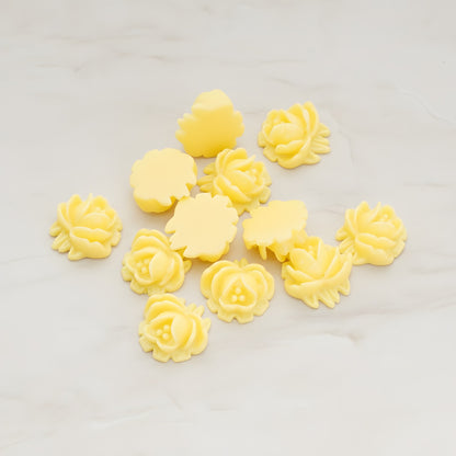 Half Rose Flower Flat Back Cabochon, 6 Pc - Butter (CB.125)