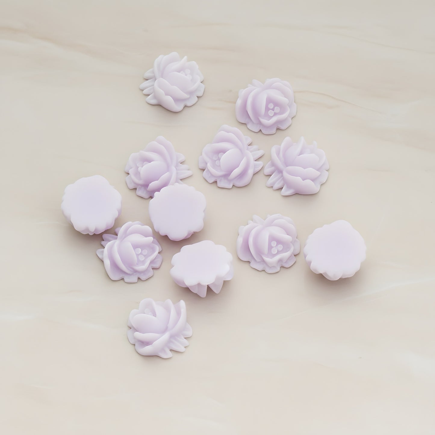 Half Rose Flower Flat Back Cabochon, 6 Pc - Lavender (CB.125)