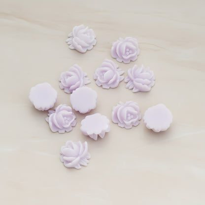 Half Rose Flower Flat Back Cabochon, 6 Pc - Lavender (CB.125)