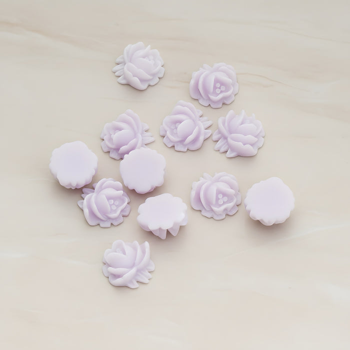 Half Rose Flower Flat Back Cabochon, 6 Pc - Lavender (CB.125)