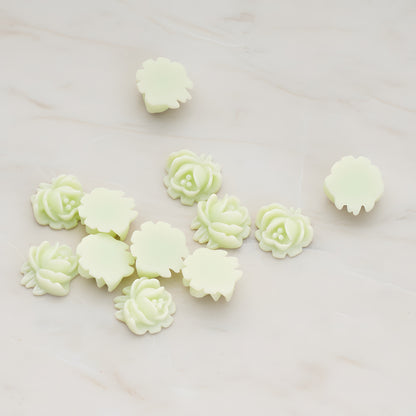 Half Rose Flower Flat Back Cabochon, 6 Pc - Lime green (CB.125)