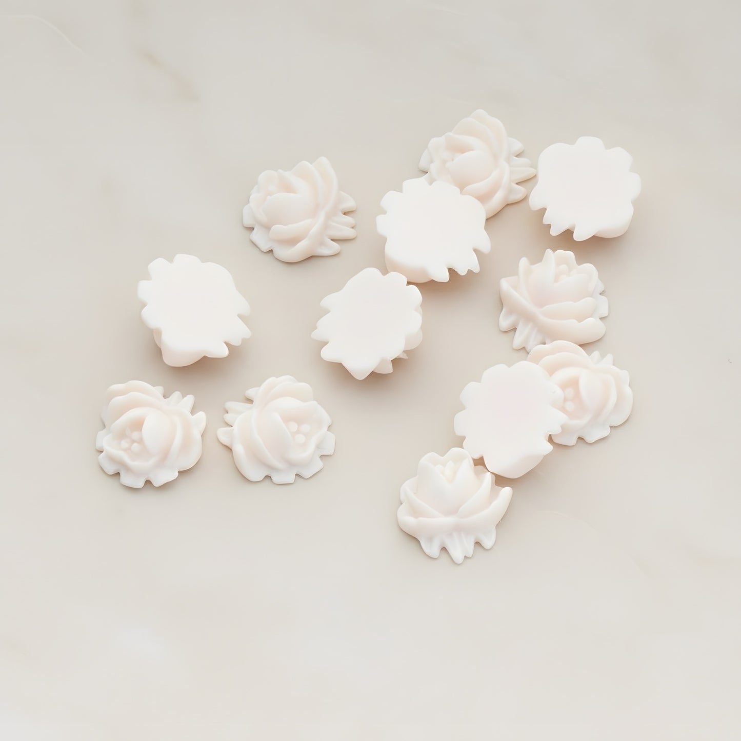 Half Rose Flower Flat Back Cabochon, 6 Pc - Light pink (CB.125)