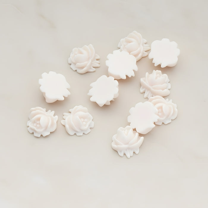 Half Rose Flower Flat Back Cabochon, 6 Pc - Light pink (CB.125)