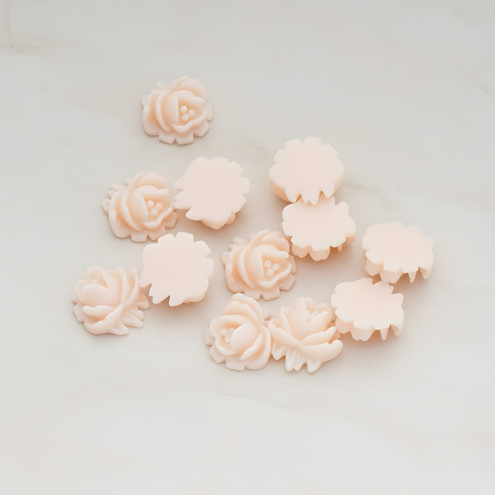 Half Rose Flower Flat Back Cabochon, 6 Pc - Peach (CB.125)