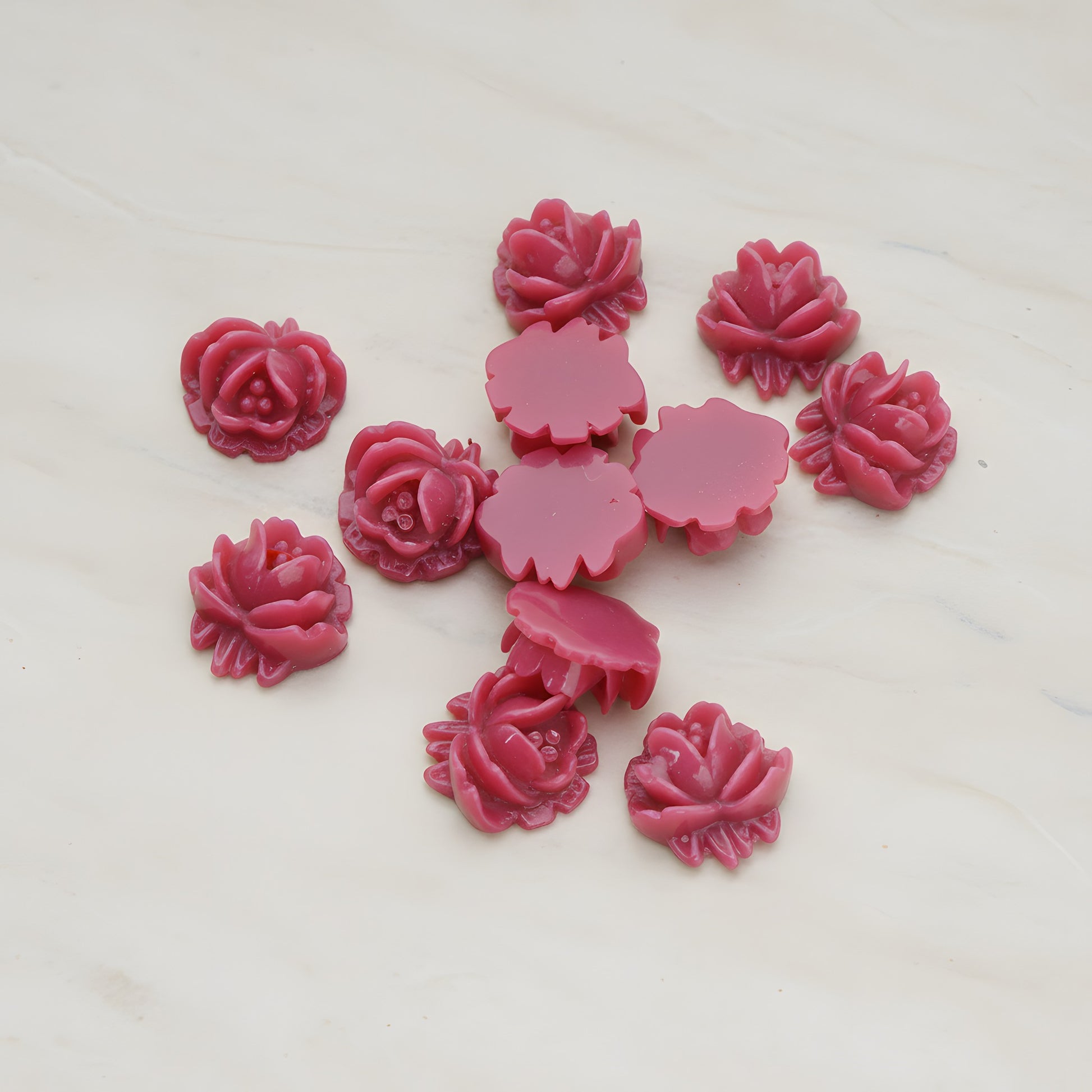 Half Rose Flower Flat Back Cabochon, 6 Pc - Plum (CB.125)
