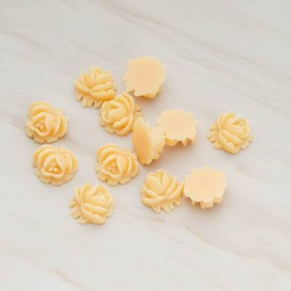 Half Rose Flower Flat Back Cabochon, 6 Pc - Tangerine (CB.125)
