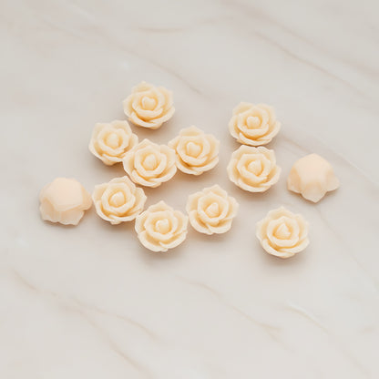 Pointed Petal Rose Flower Flat Back Cabochon, 6 Pc - Apricot (CB.132)