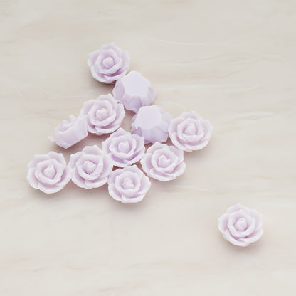 Pointed Petal Rose Flower Flat Back Cabochon, 6 Pc - Lavender (CB.132)