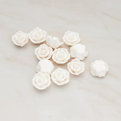 Pointed Petal Rose Flower Flat Back Cabochon, 6 Pc - Light pink (CB.132)