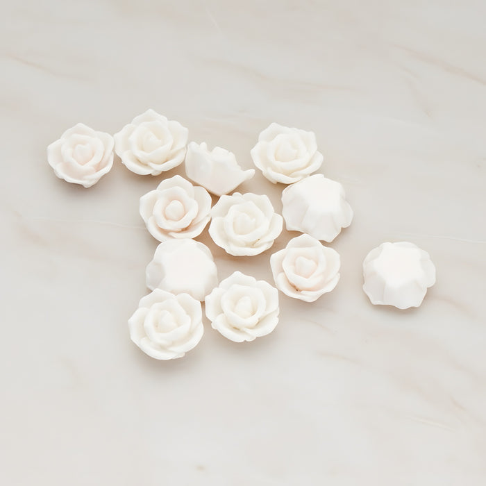 Pointed Petal Rose Flower Flat Back Cabochon, 6 Pc - Light pink (CB.132)