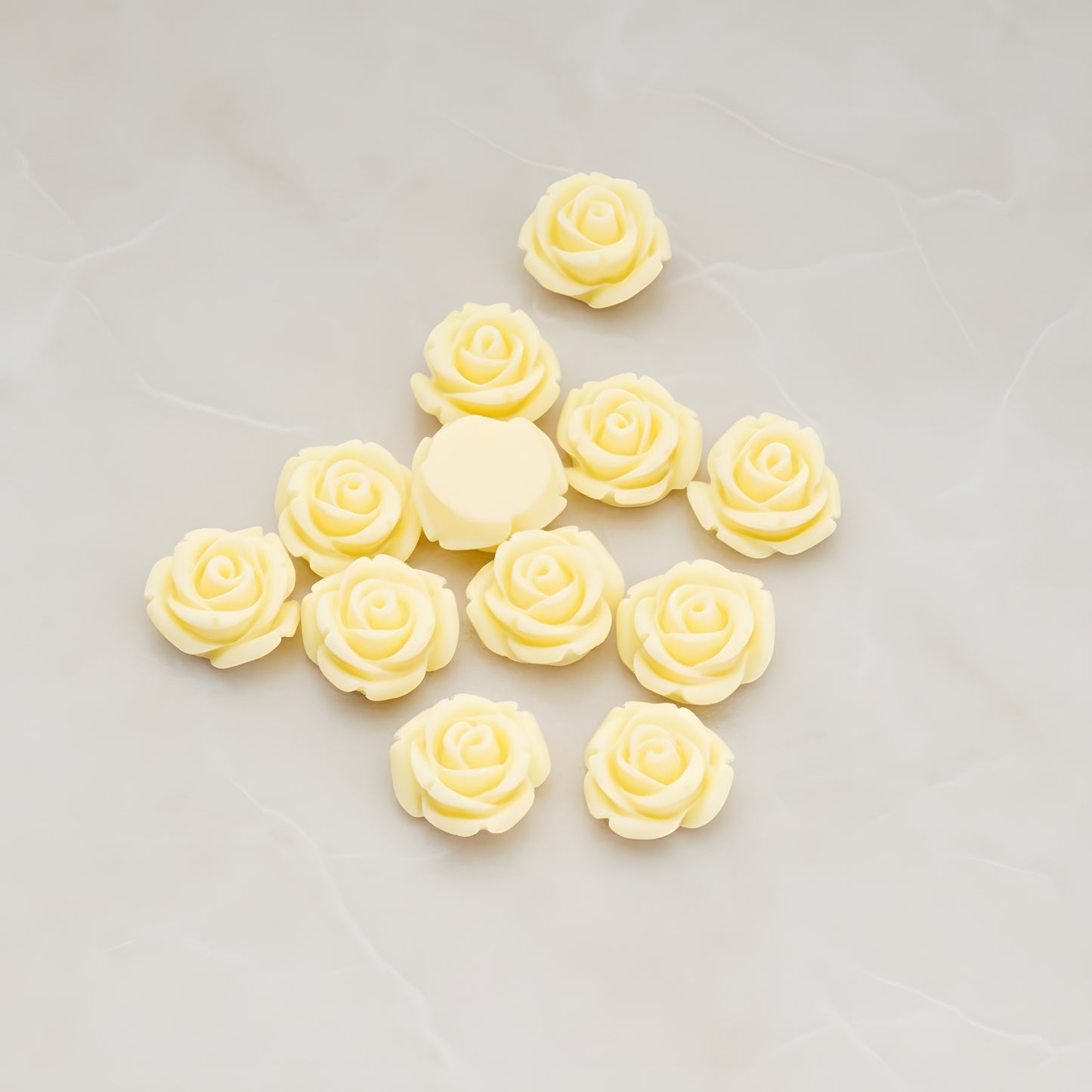 Curved Petal Rose Flower Flat Back Cabochon, 6 Pc (CB.141-01)