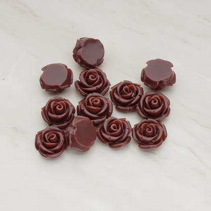 Curved Petal Rose Flower Flat Back Cabochon, 6 Pc (CB.141-01)