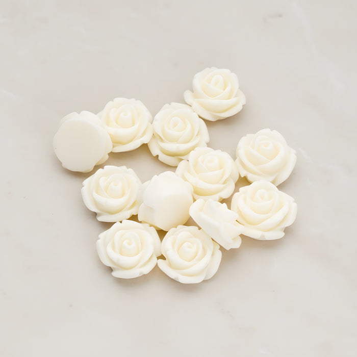 Curved Petal Rose Flower Flat Back Cabochon, 6 Pc (CB.141-01)