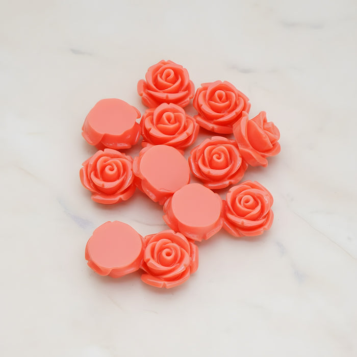 Curved Petal Rose Flower Flat Back Cabochon, 6 Pc (CB.141-01)