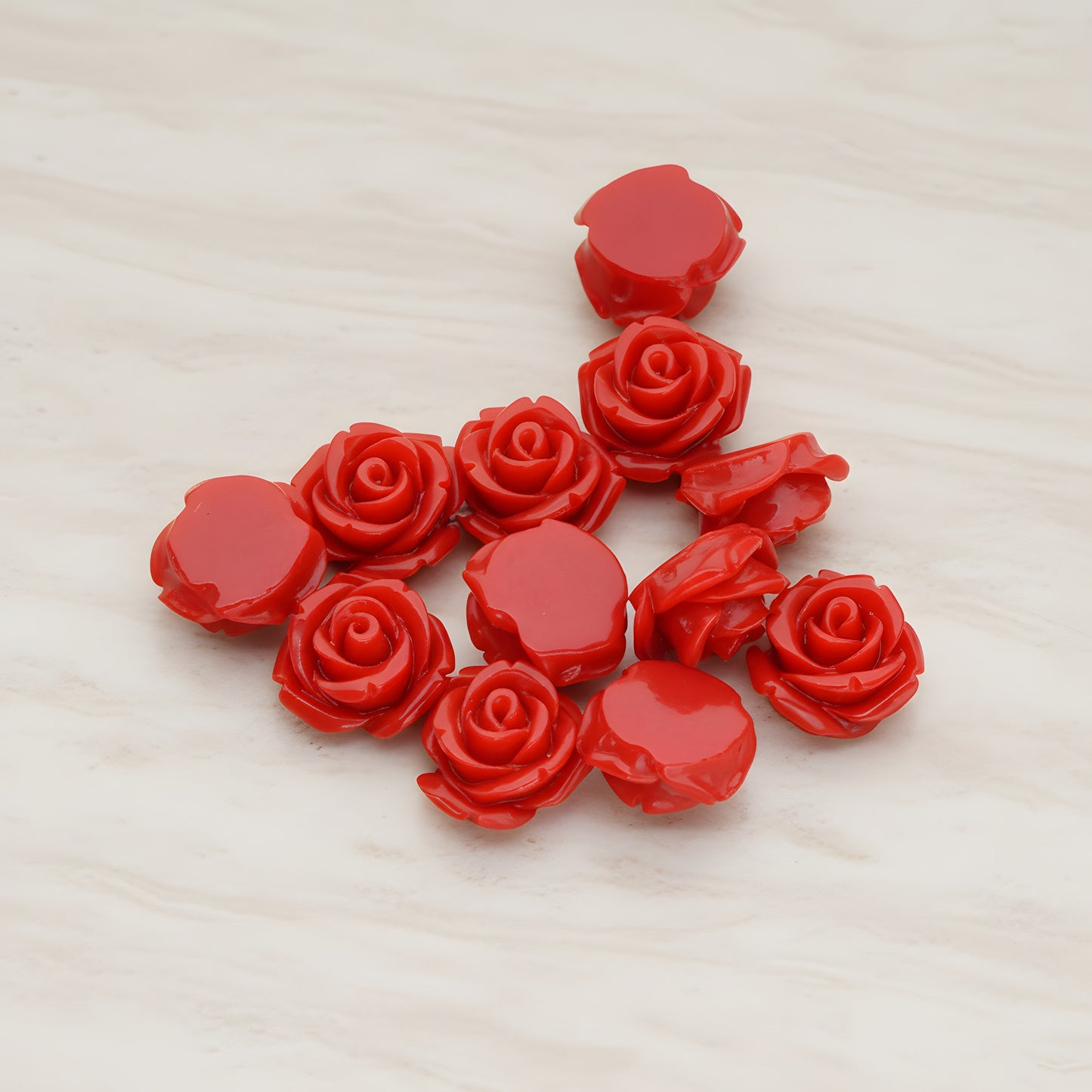 Curved Petal Rose Flower Flat Back Cabochon, 6 Pc (CB.141-01)