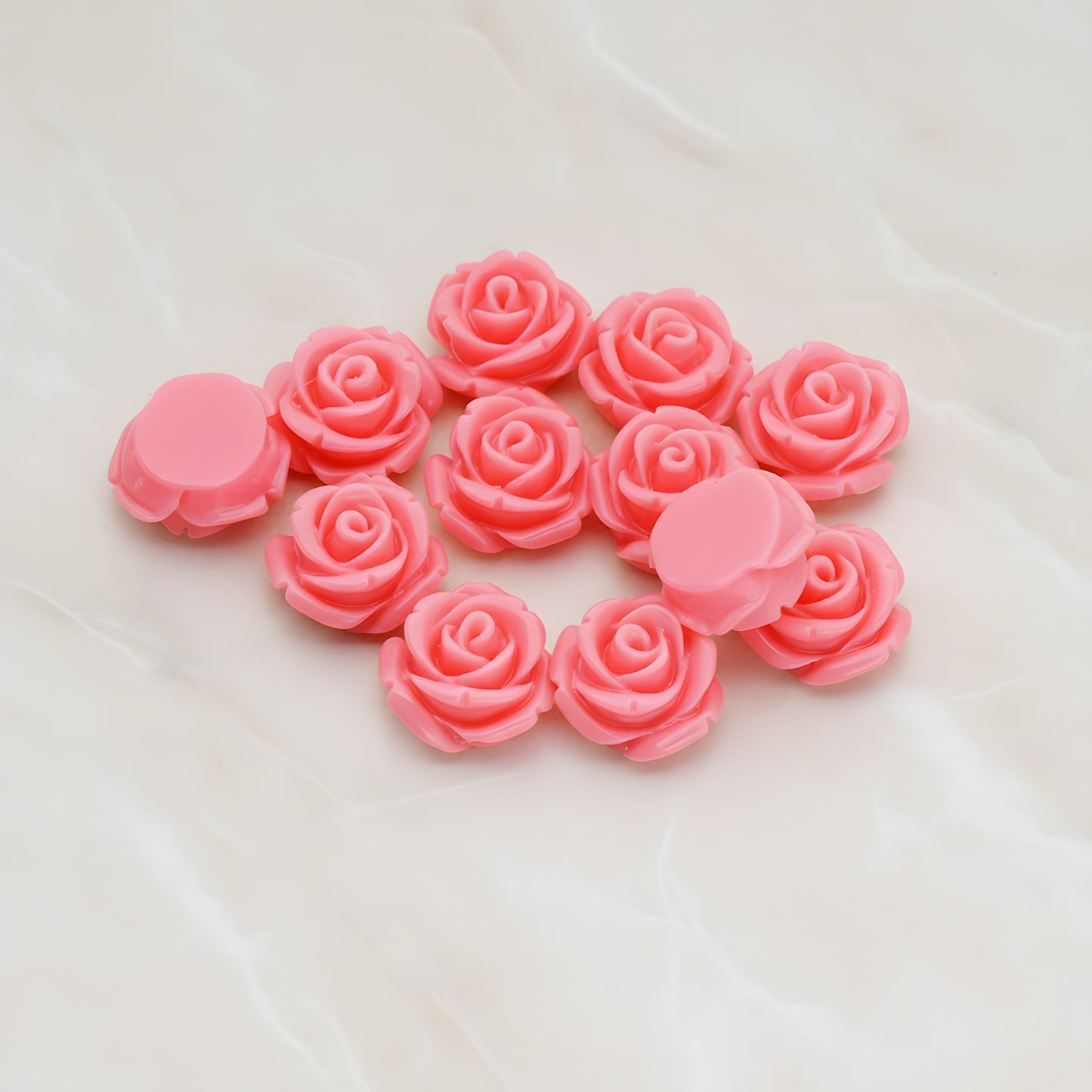 Curved Petal Rose Flower Flat Back Cabochon, 6 Pc (CB.141-01)