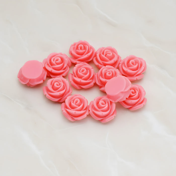 Curved Petal Rose Flower Flat Back Cabochon, 6 Pc (CB.141-01)