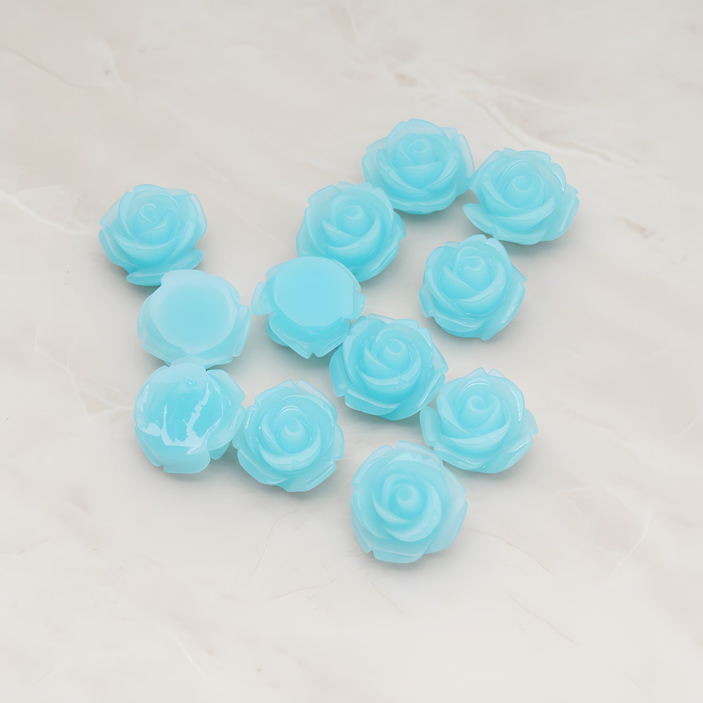 Curved Petal Rose Flower Flat Back Cabochon, 6 Pc (CB.141-01)