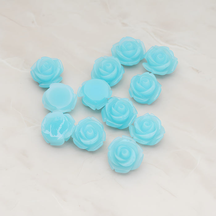 Curved Petal Rose Flower Flat Back Cabochon, 6 Pc (CB.141-01)