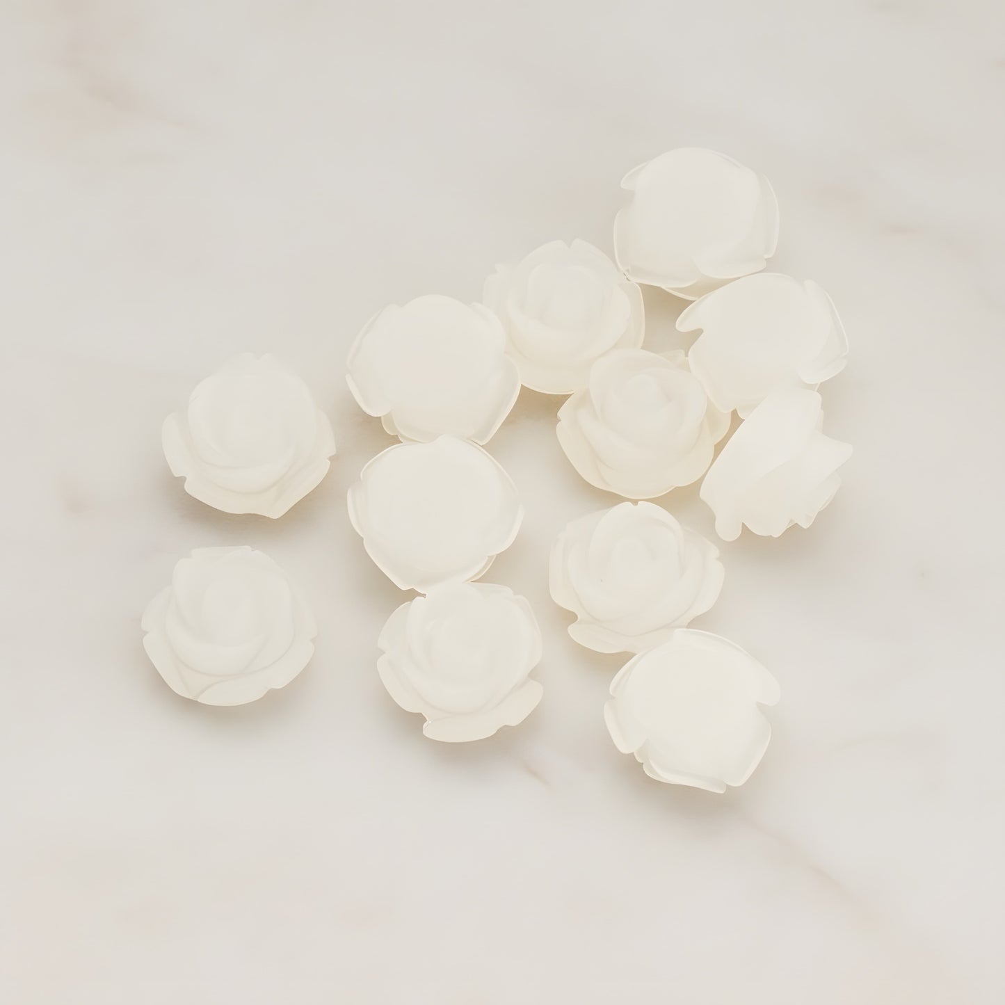 Curved Petal Rose Flower Flat Back Cabochon, 6 Pc (CB.141-01)
