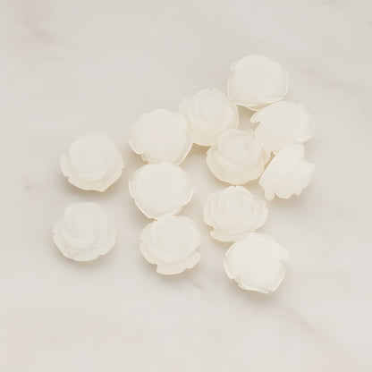Curved Petal Rose Flower Flat Back Cabochon, 6 Pc (CB.141-01)