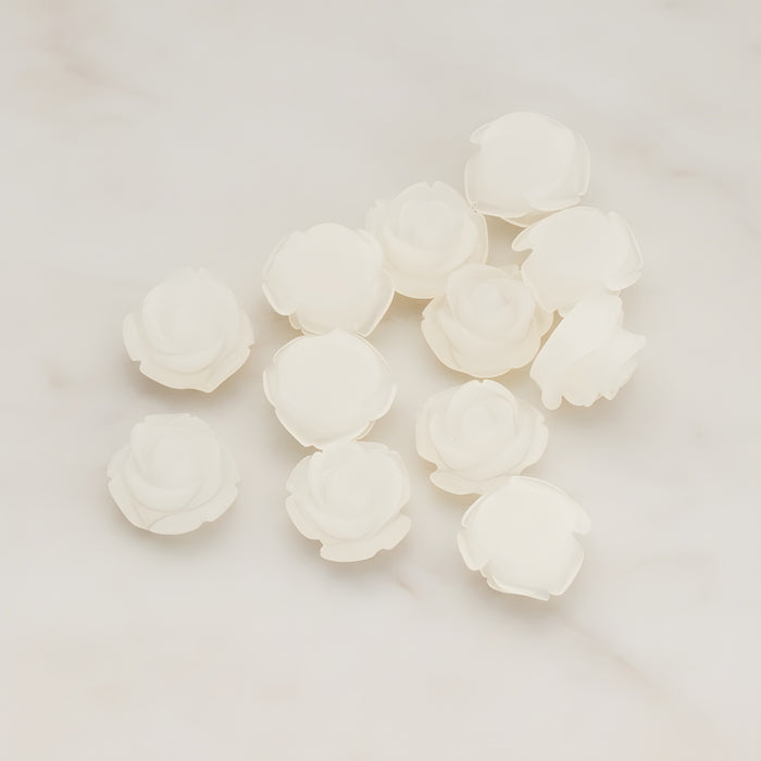 Curved Petal Rose Flower Flat Back Cabochon, 6 Pc (CB.141-01)