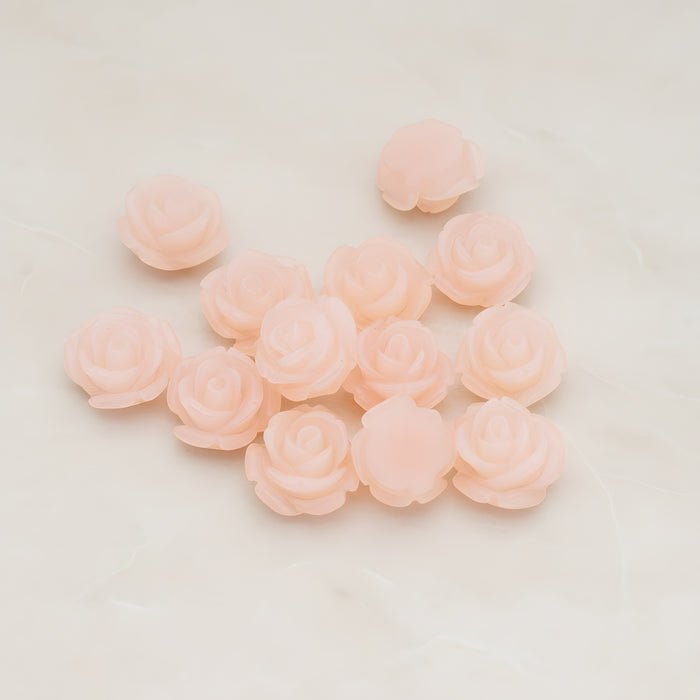 Curved Petal Rose Flower Flat Back Cabochon, 6 Pc (CB.141-01)