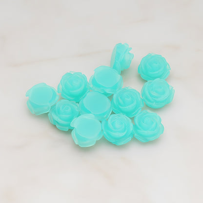 Curved Petal Rose Flower Flat Back Cabochon, 6 Pc (CB.141-01)