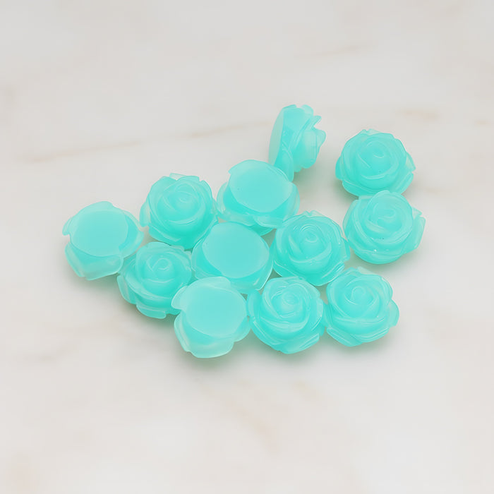 Curved Petal Rose Flower Flat Back Cabochon, 6 Pc (CB.141-01)