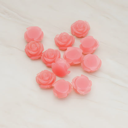 Curved Petal Rose Flower Flat Back Cabochon, 6 Pc (CB.141-01)