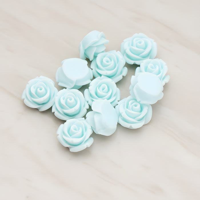 Curved Petal Rose Flower Flat Back Cabochon, 6 Pc (CB.141-01)