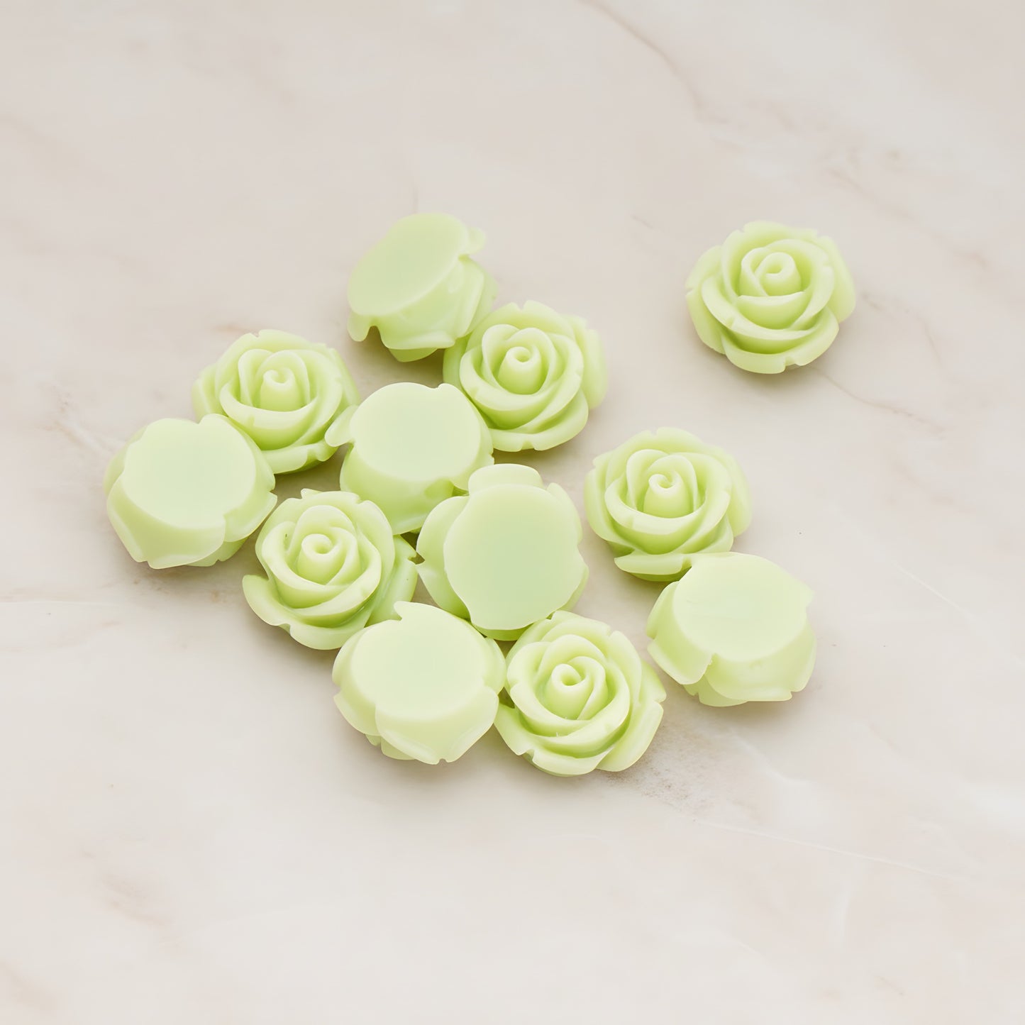 Curved Petal Rose Flower Flat Back Cabochon, 6 Pc (CB.141-01)